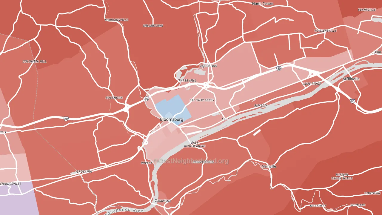 17815, PA block-group political-lean map