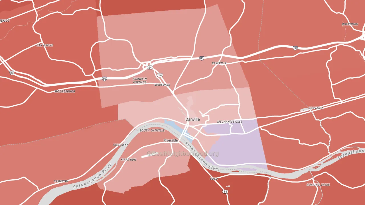17821, PA block-group political-lean map