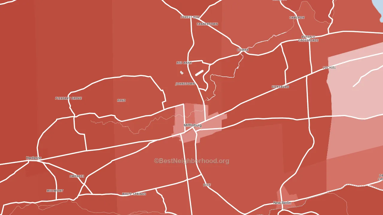 17844, PA block-group political-lean map