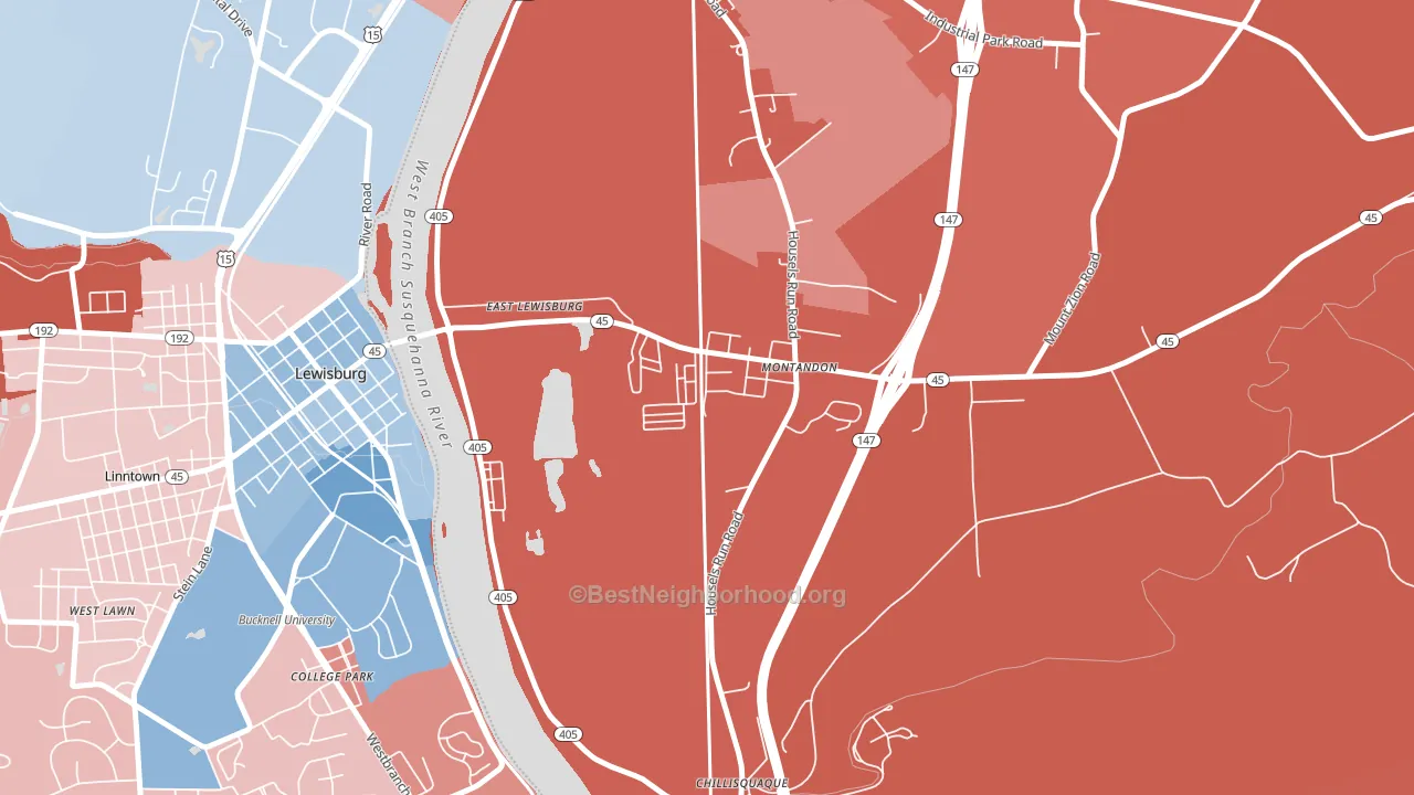 17850, PA block-group political-lean map
