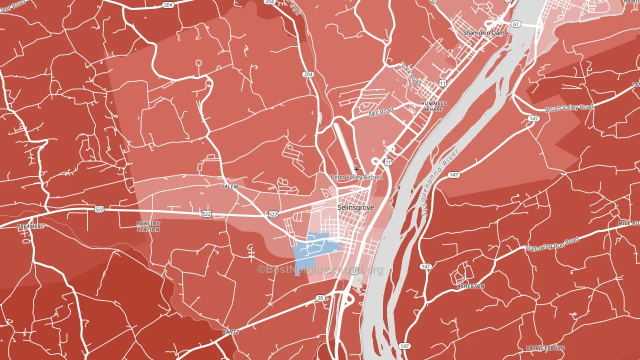 17870, PA block-group political-lean map