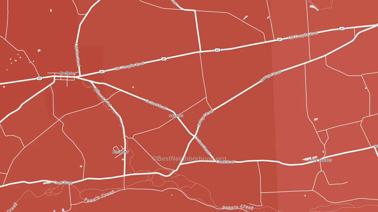 17880, PA block-group political-lean map