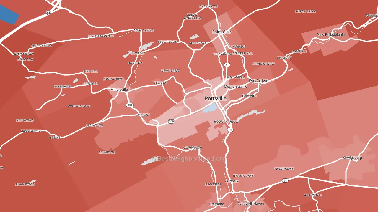 17901, PA block-group political-lean map