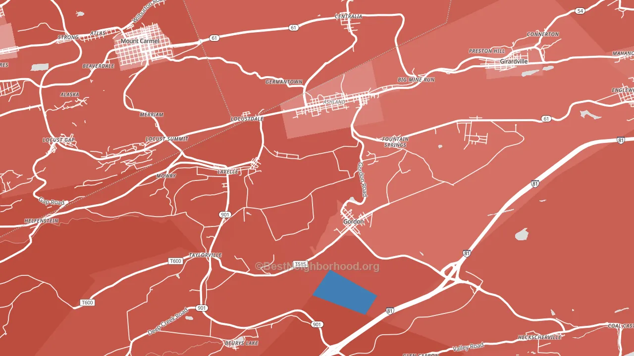 17921, PA block-group political-lean map