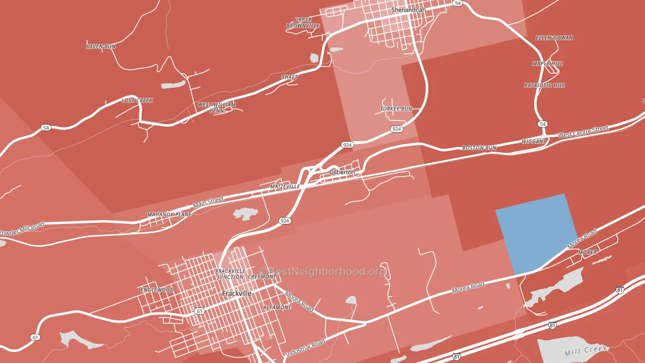 17934, PA block-group political-lean map