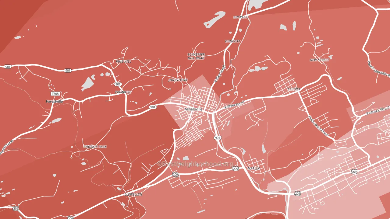 17954, PA block-group political-lean map