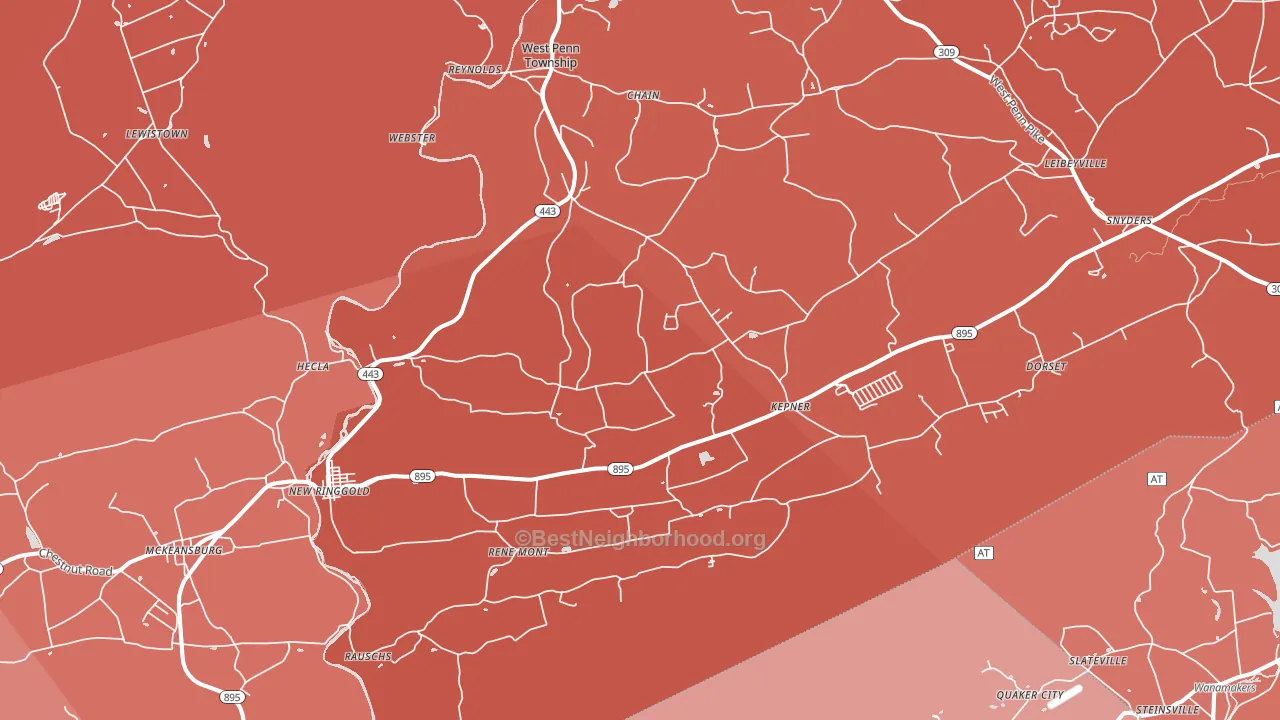 17960, PA block-group political-lean map