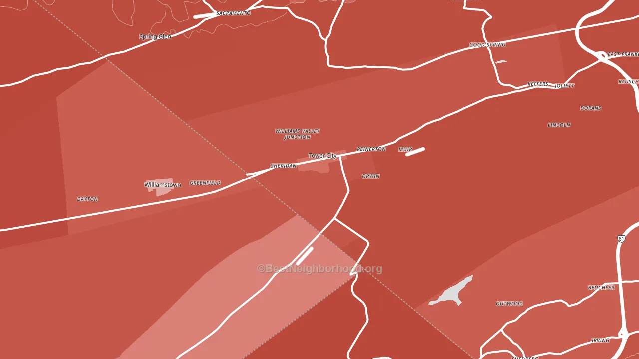 17980, PA block-group political-lean map
