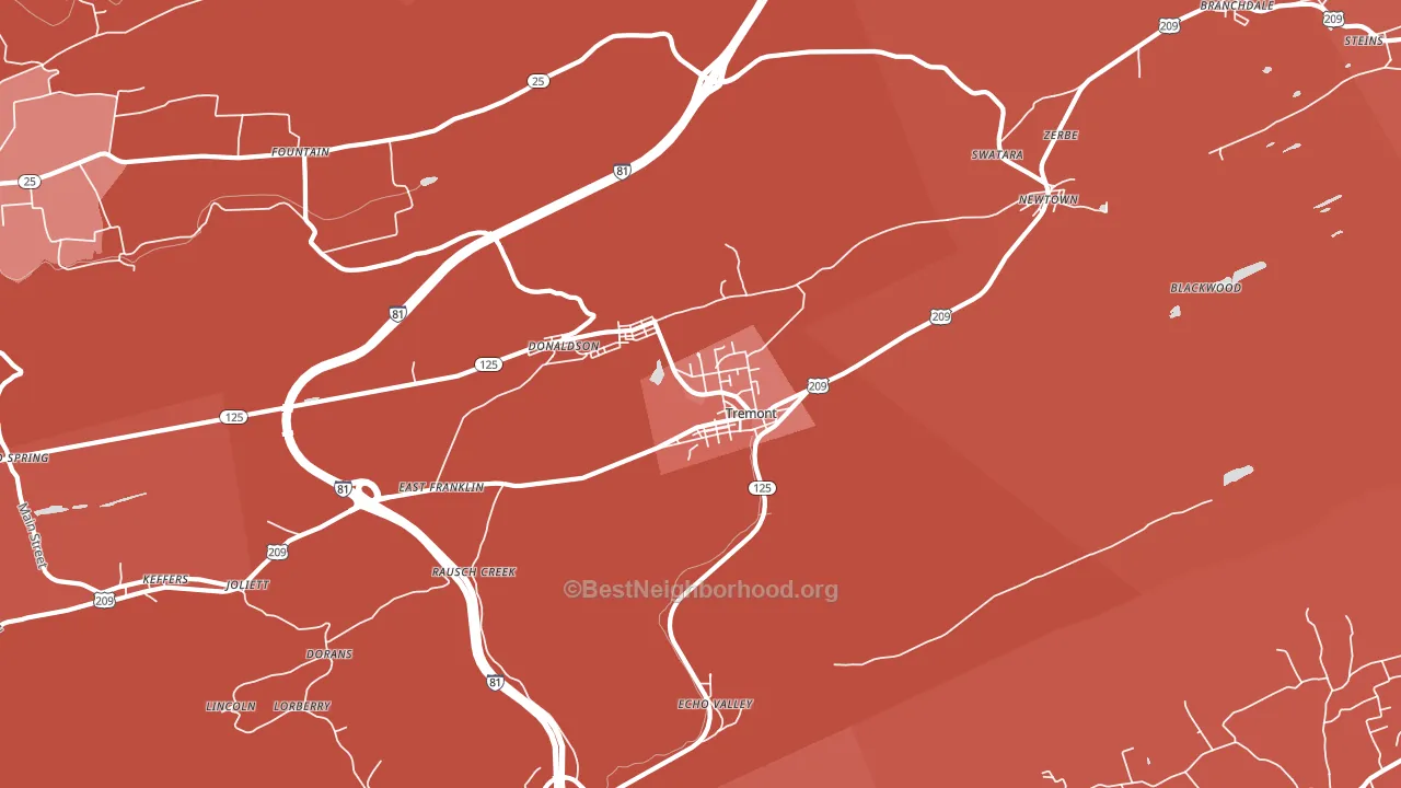 17981, PA block-group political-lean map