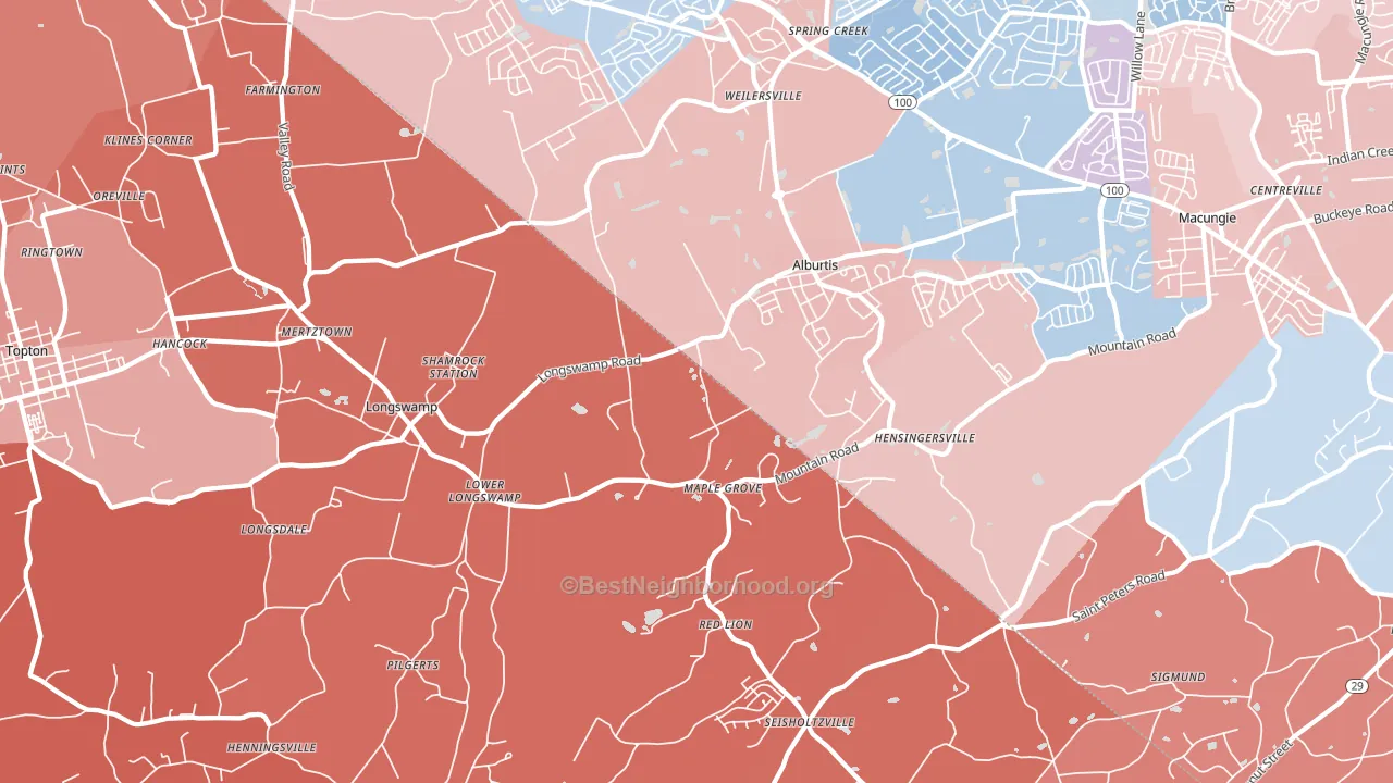 18011, PA block-group political-lean map
