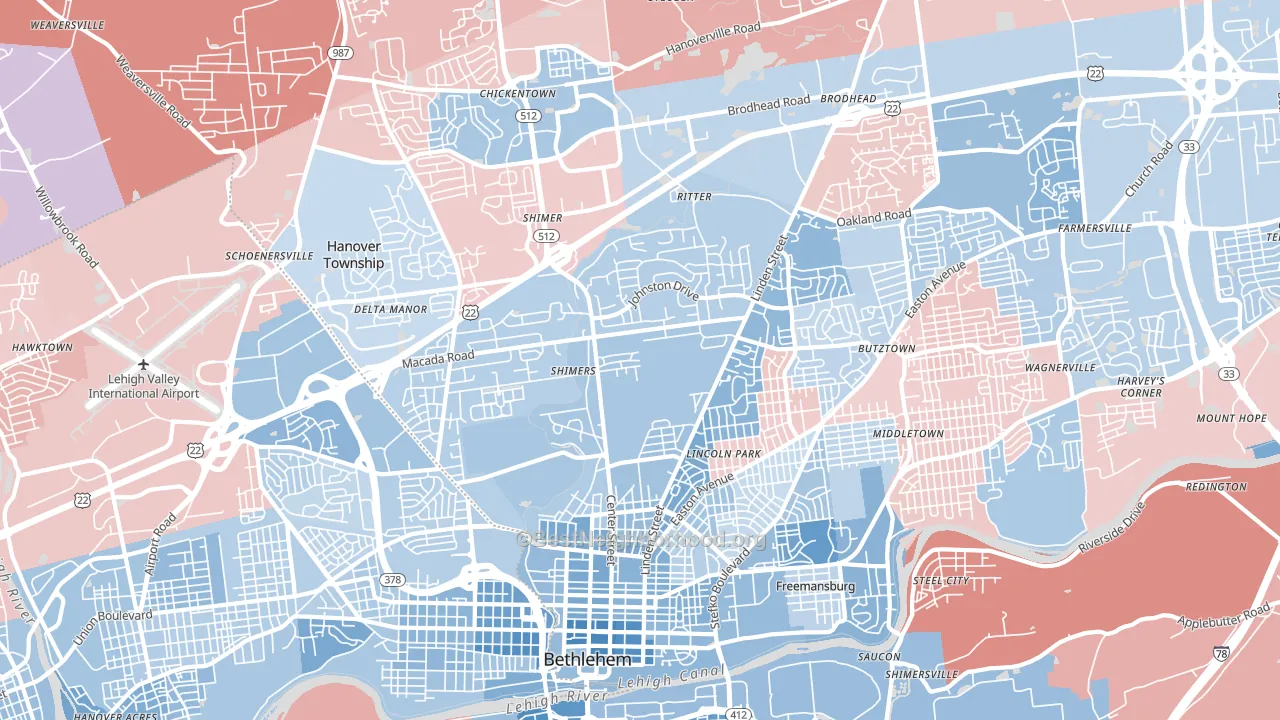 18017, PA block-group political-lean map