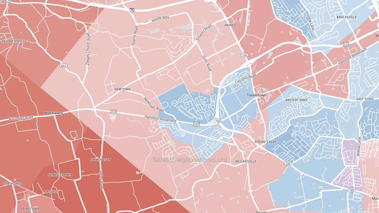 18031, PA block-group political-lean map