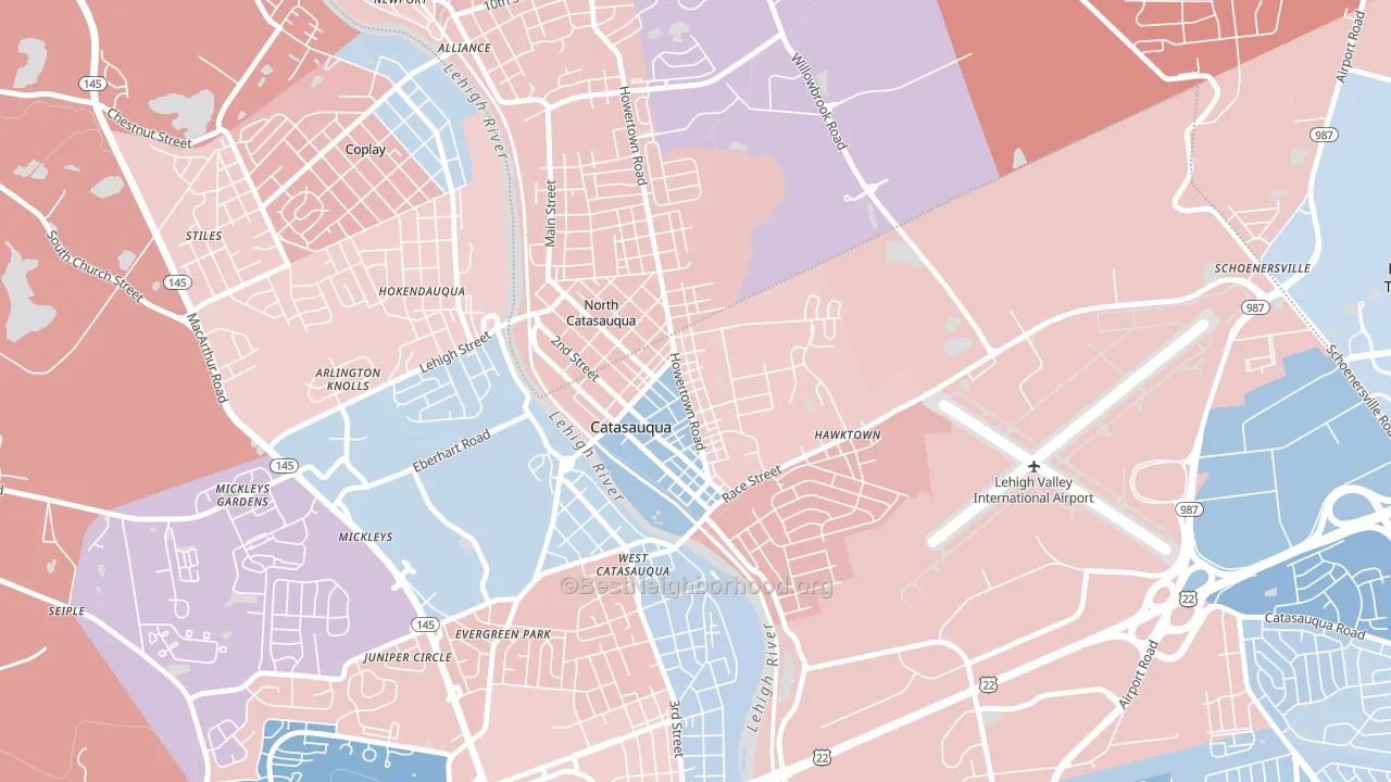 18032, PA block-group political-lean map
