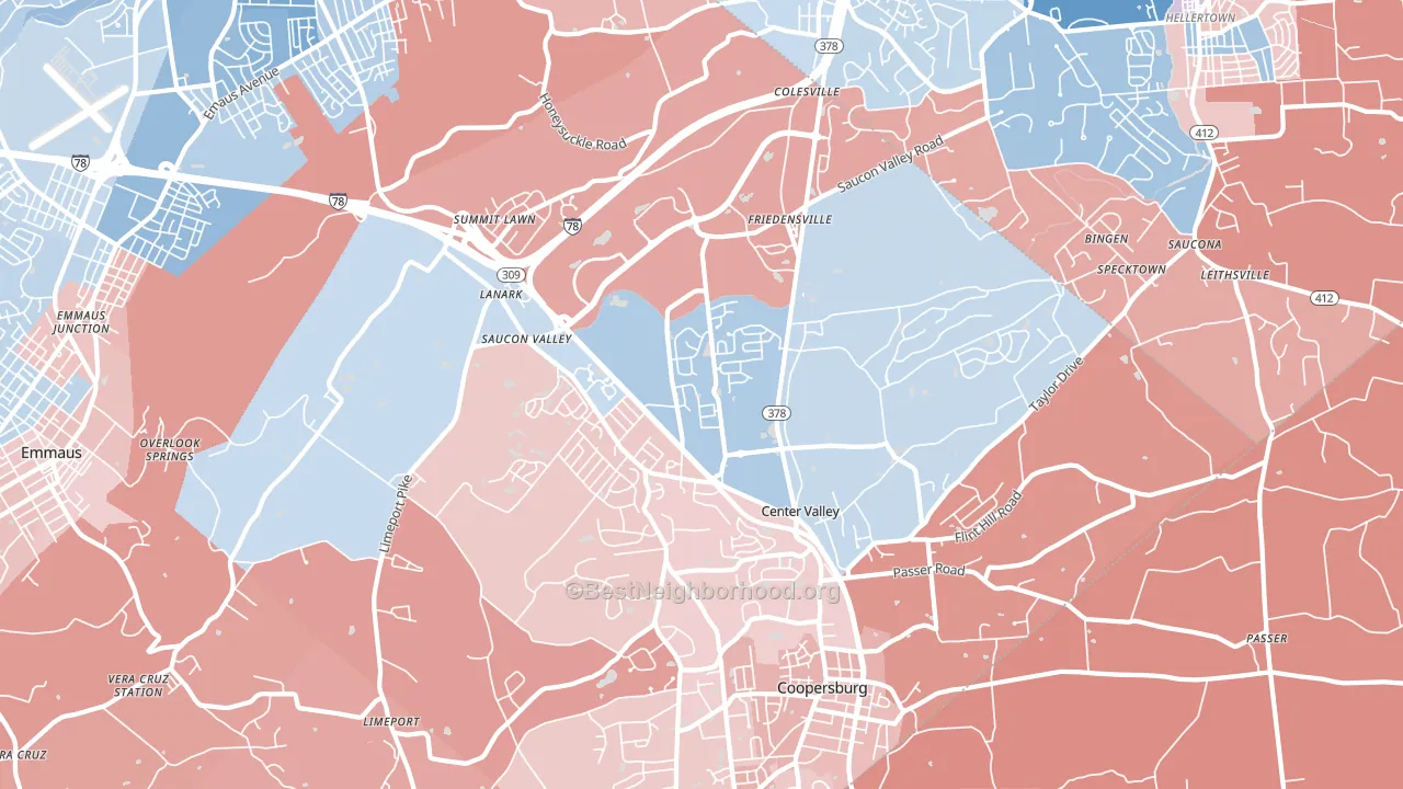 18034, PA block-group political-lean map