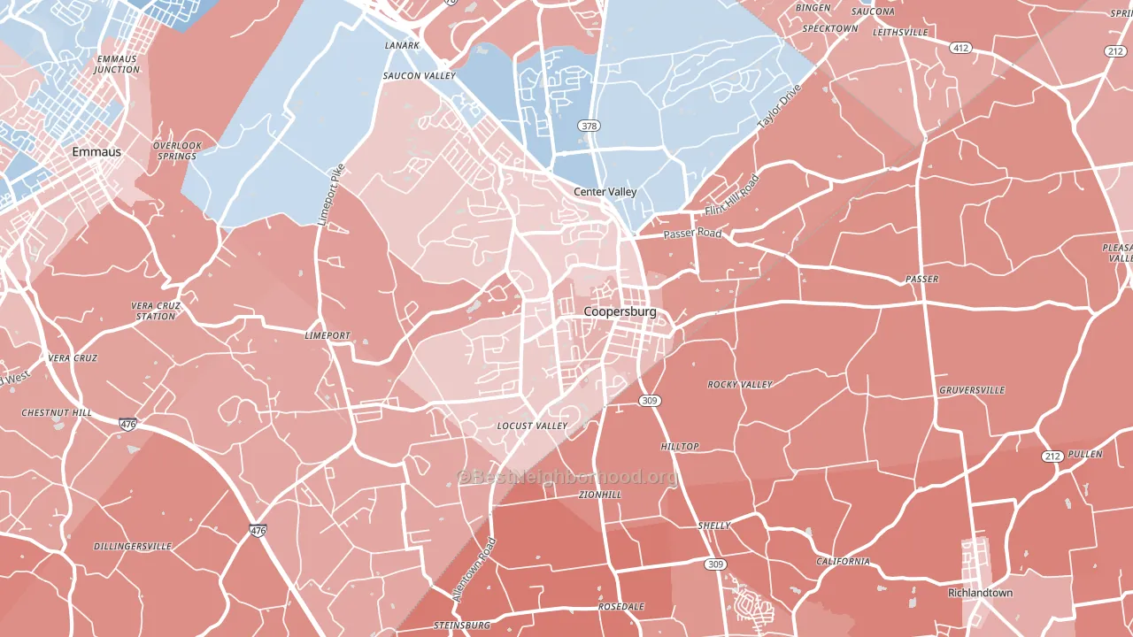 18036, PA block-group political-lean map