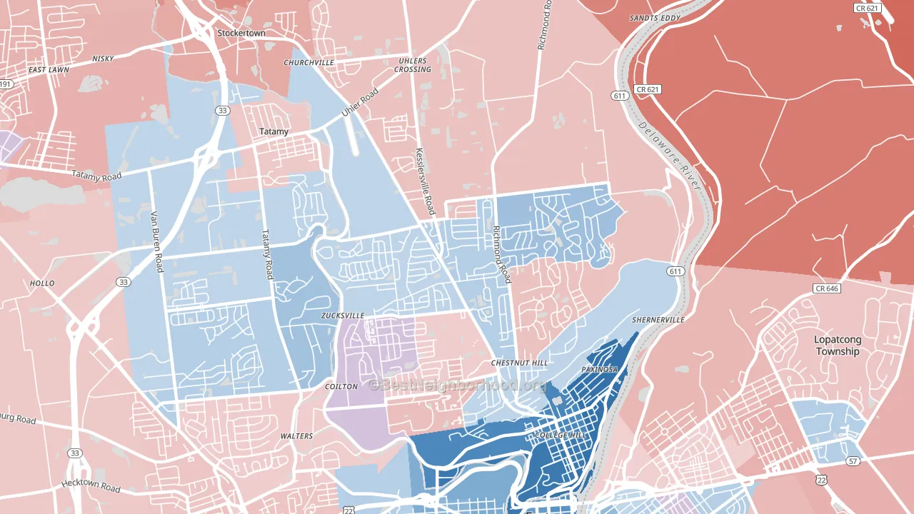 18040, PA block-group political-lean map