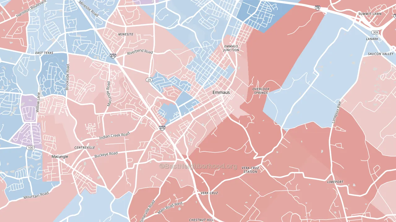 18049, PA block-group political-lean map