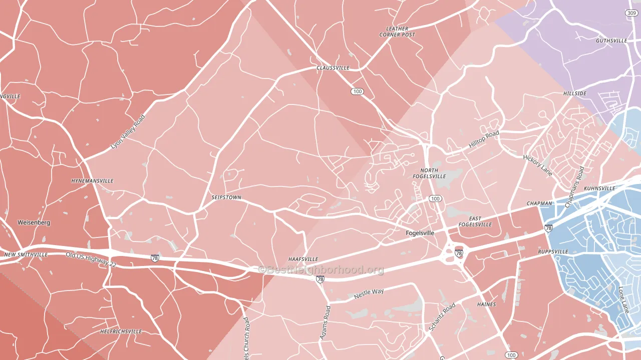 18051, PA block-group political-lean map
