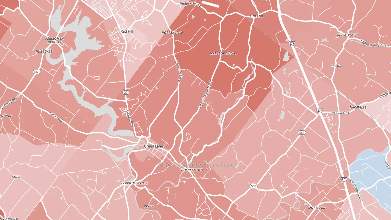 18054, PA block-group political-lean map