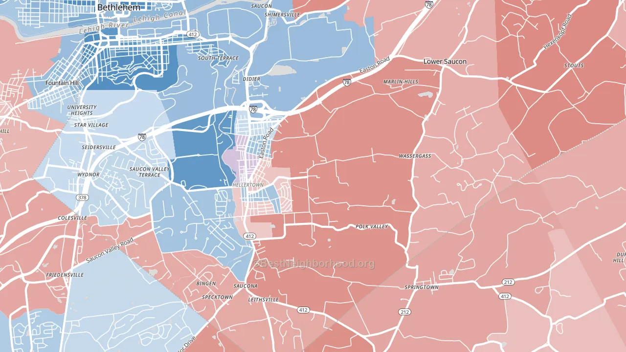 18055, PA block-group political-lean map