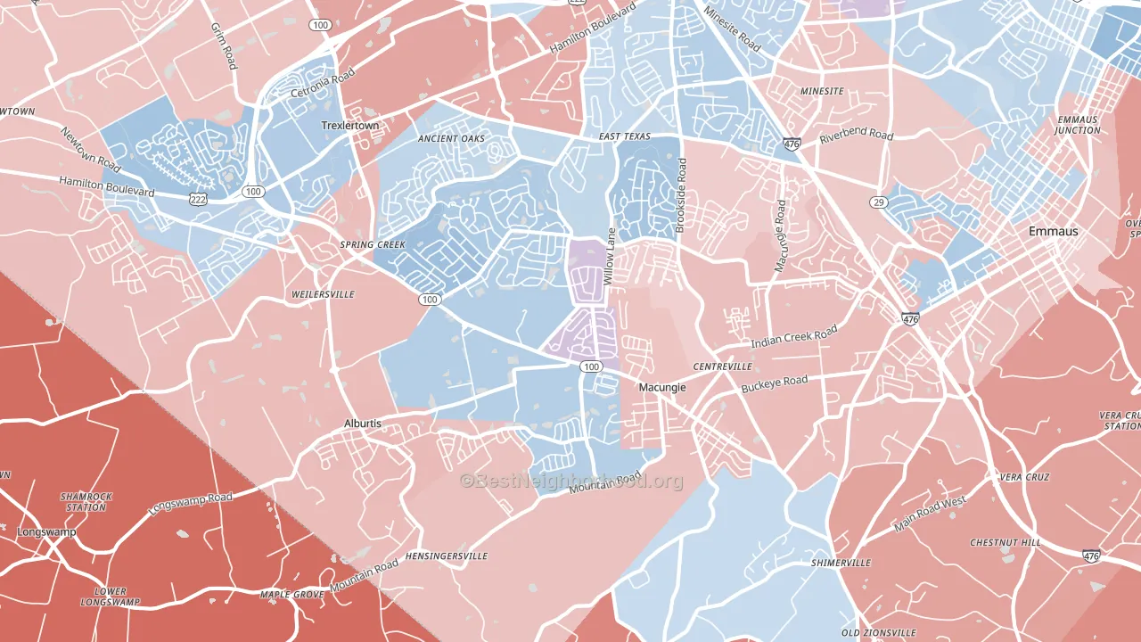 18062, PA block-group political-lean map