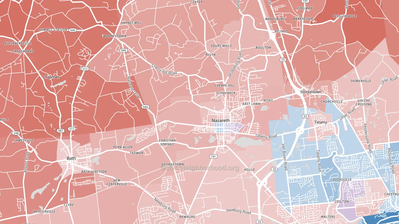 18064, PA block-group political-lean map