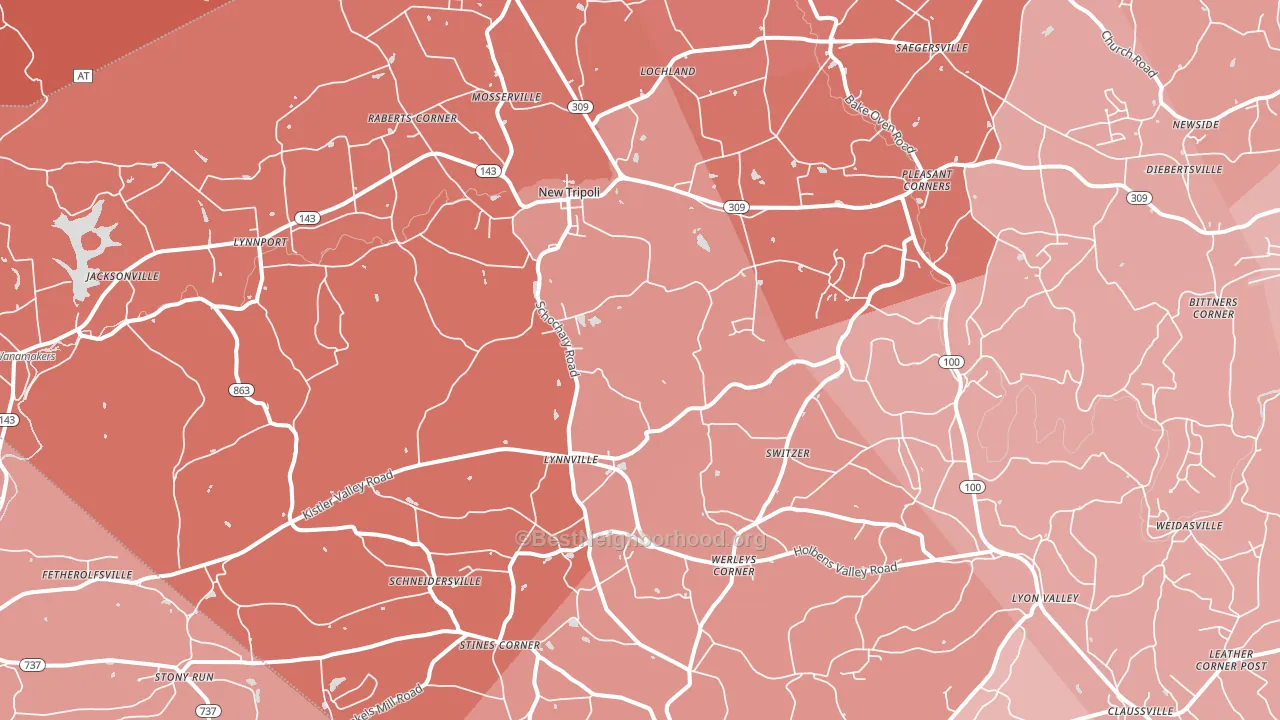 18066, PA block-group political-lean map