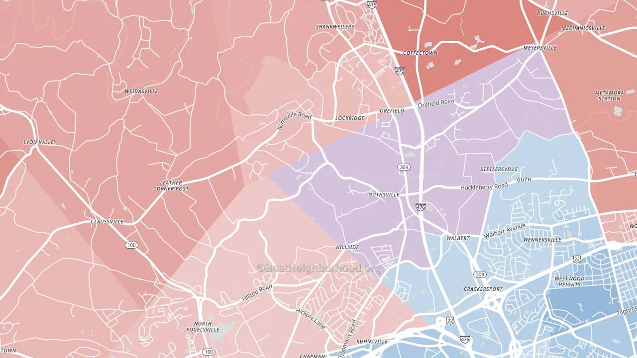18069, PA block-group political-lean map