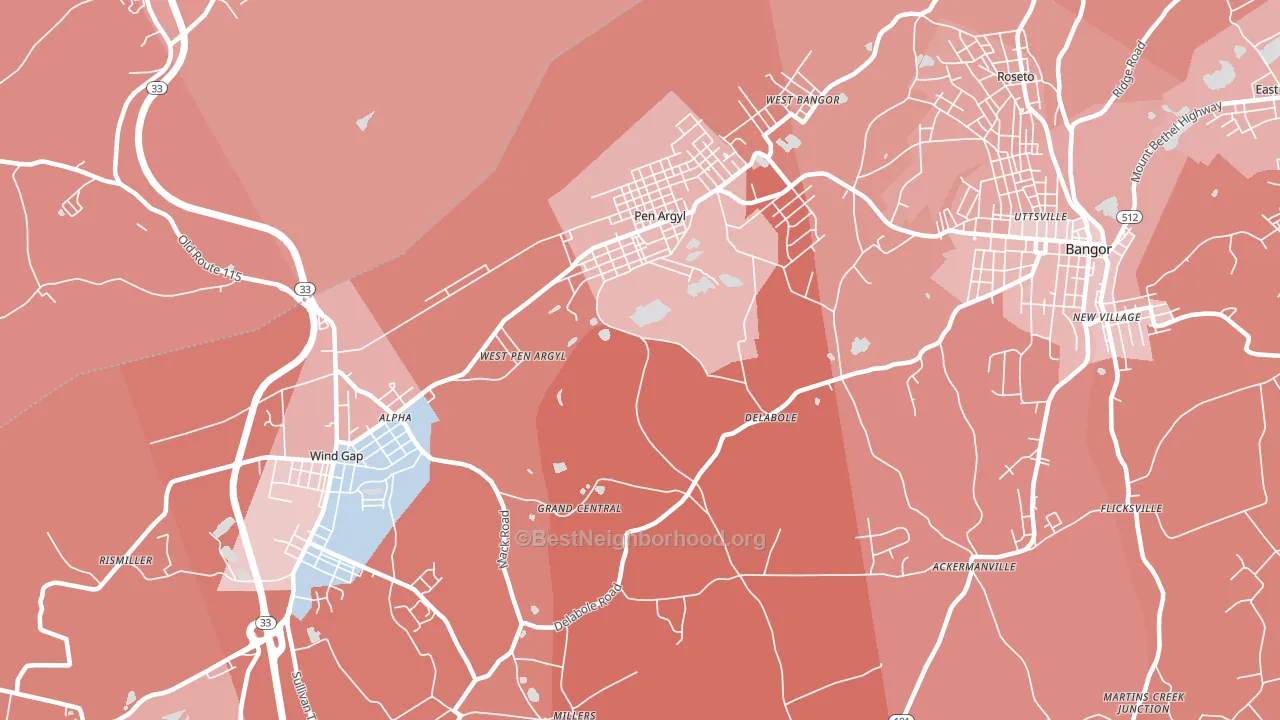 18072, PA block-group political-lean map