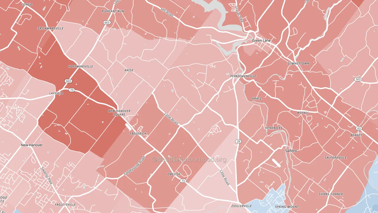 18074, PA block-group political-lean map