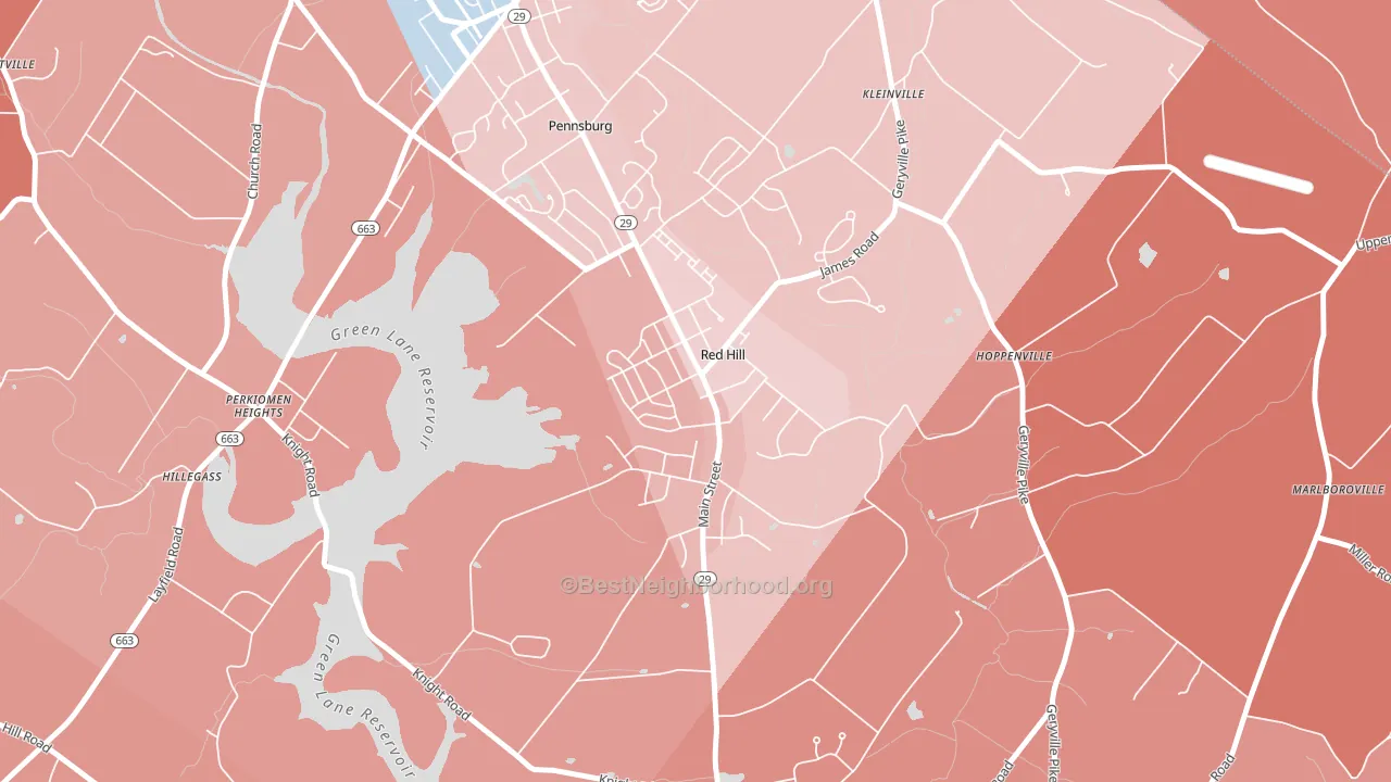 18076, PA block-group political-lean map