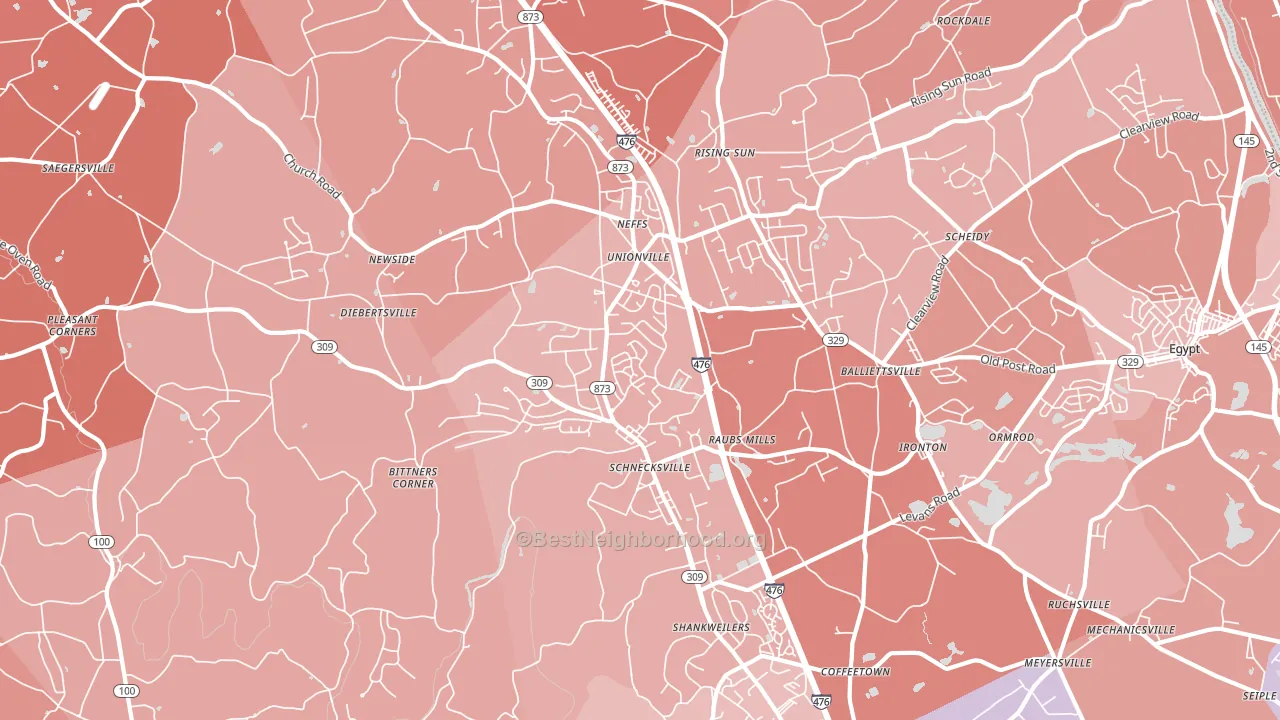 18078, PA block-group political-lean map