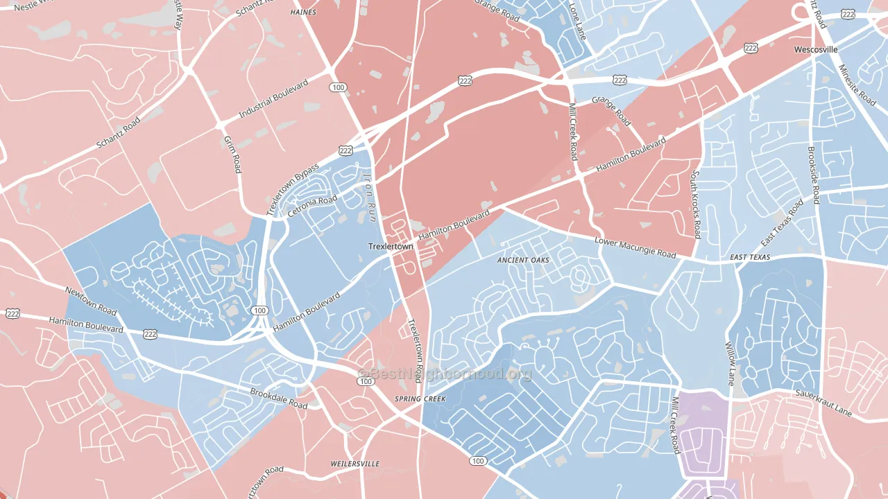 18087, PA block-group political-lean map