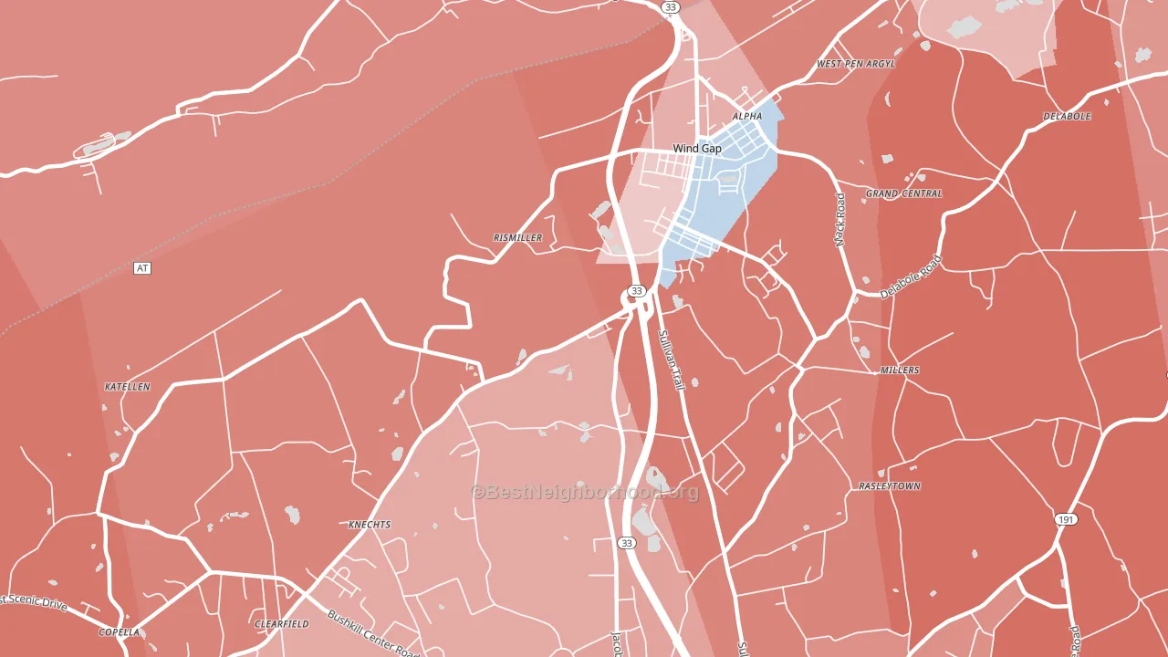18091, PA block-group political-lean map