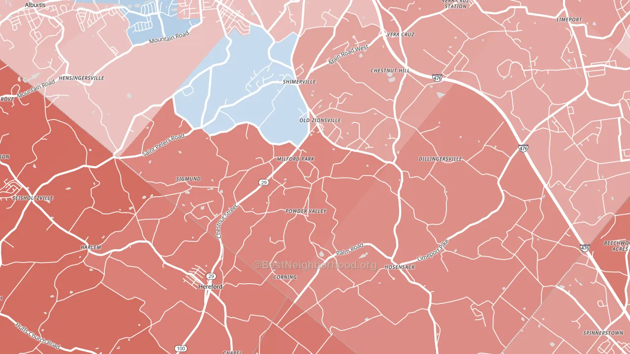 18092, PA block-group political-lean map