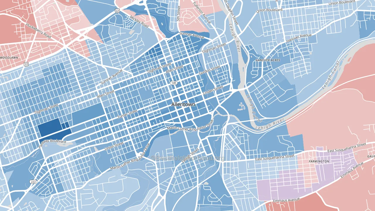18101, PA block-group political-lean map