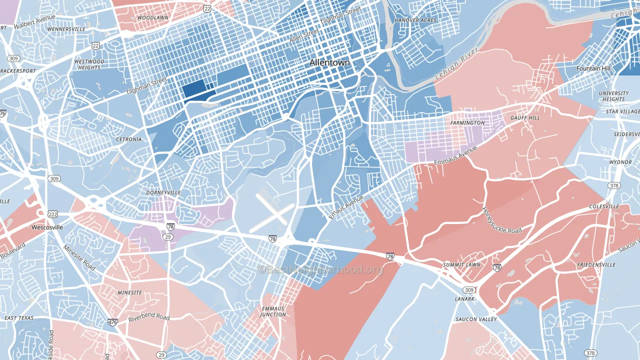 18103, PA block-group political-lean map