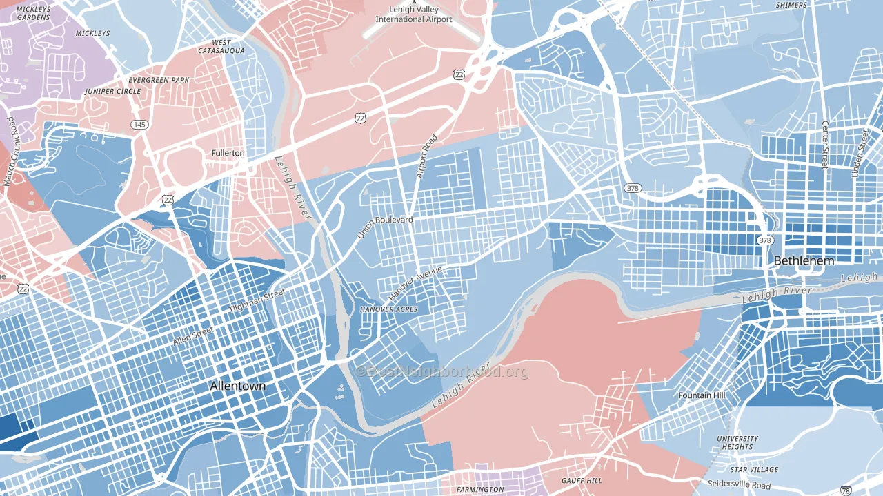 18109, PA block-group political-lean map