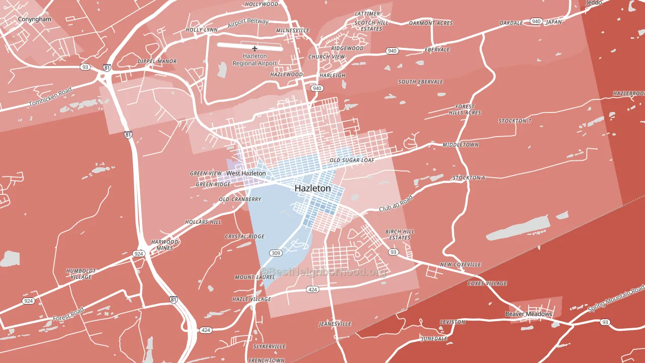 18201, PA block-group political-lean map