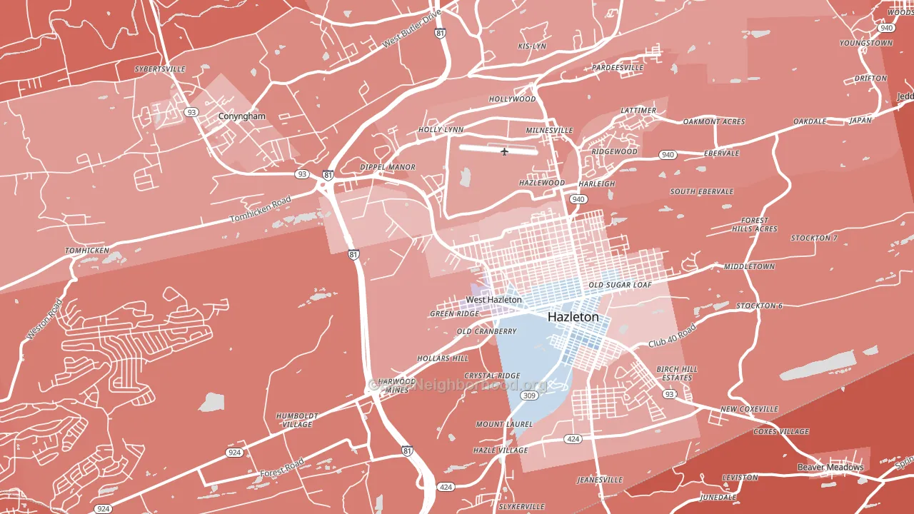 18202, PA block-group political-lean map