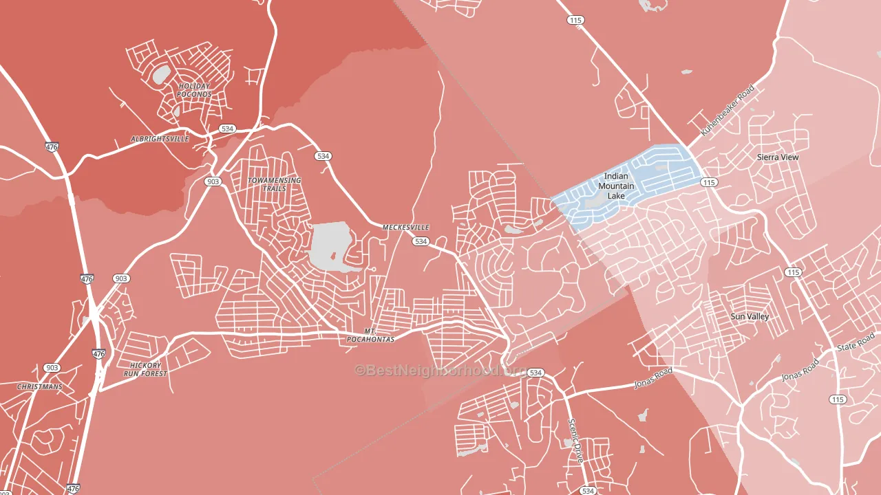 18210, PA block-group political-lean map