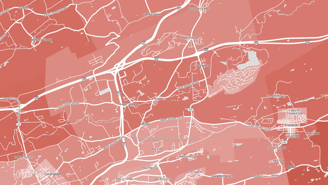18222, PA block-group political-lean map