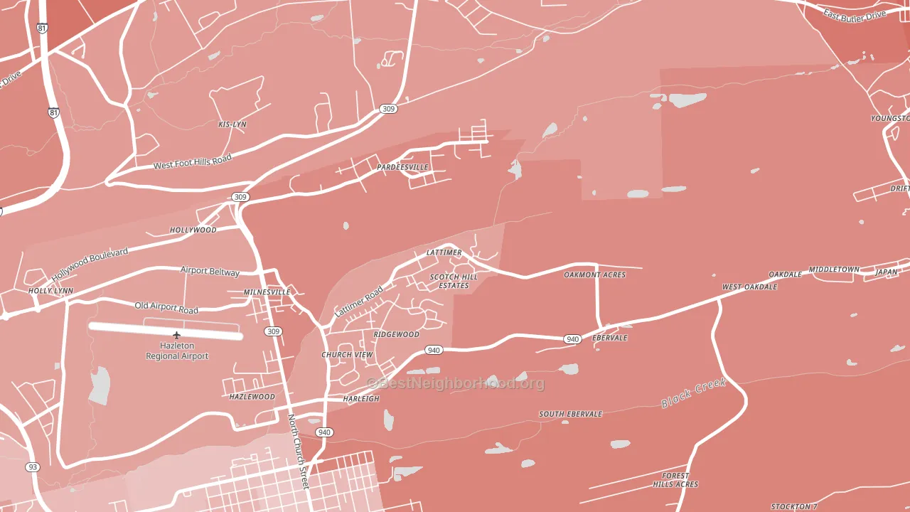 18234, PA block-group political-lean map