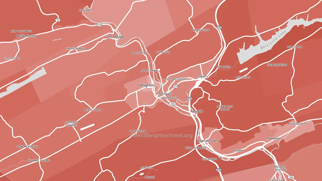 18235, PA block-group political-lean map