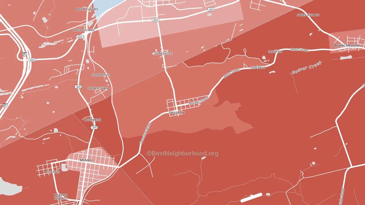 18254, PA block-group political-lean map