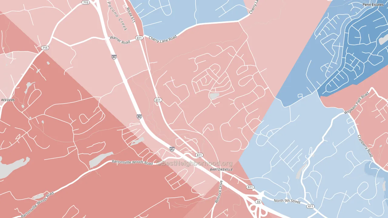 18321, PA block-group political-lean map