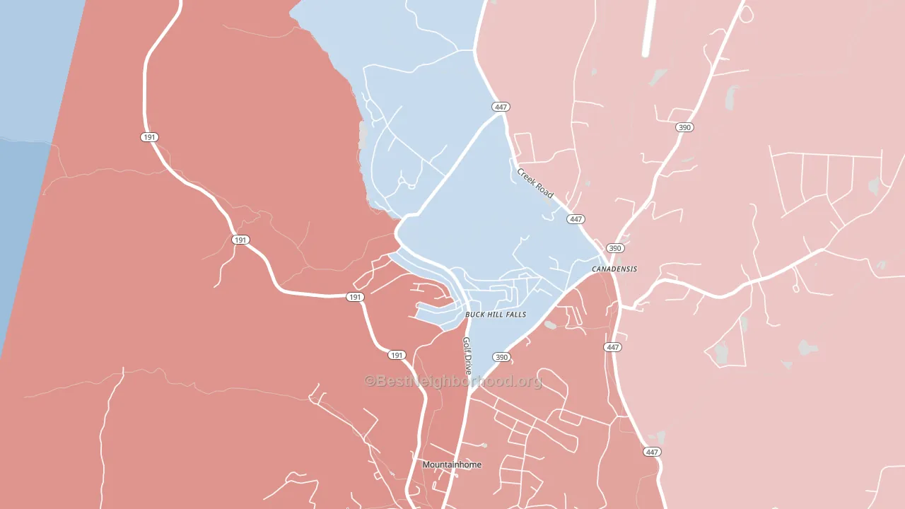 18323, PA block-group political-lean map