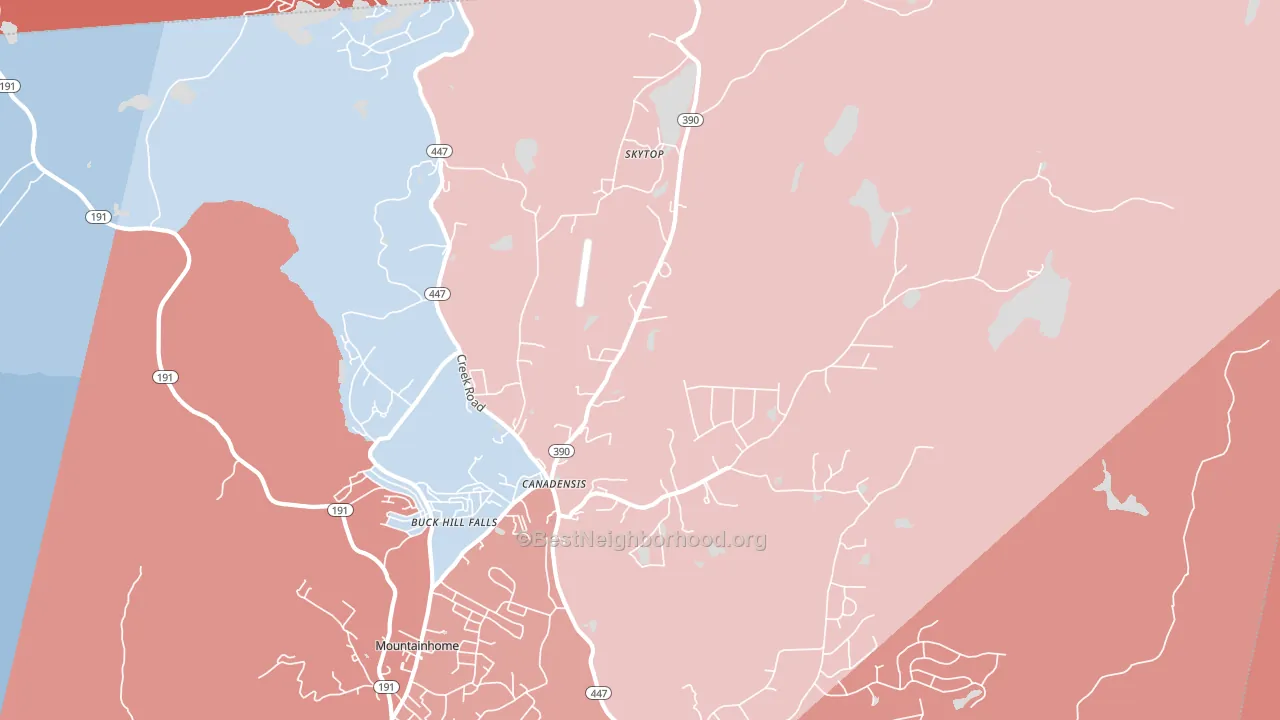 18325, PA block-group political-lean map