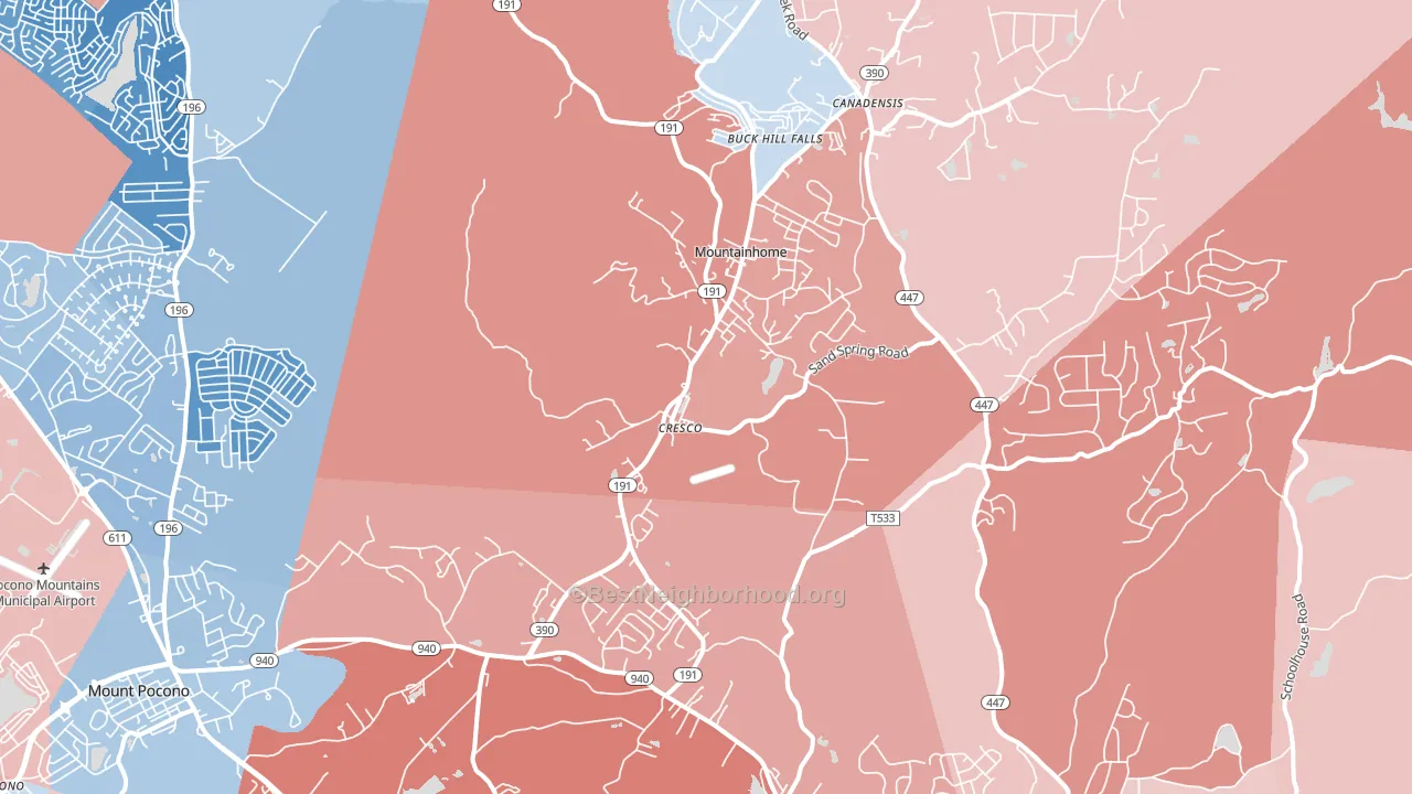 18326, PA block-group political-lean map