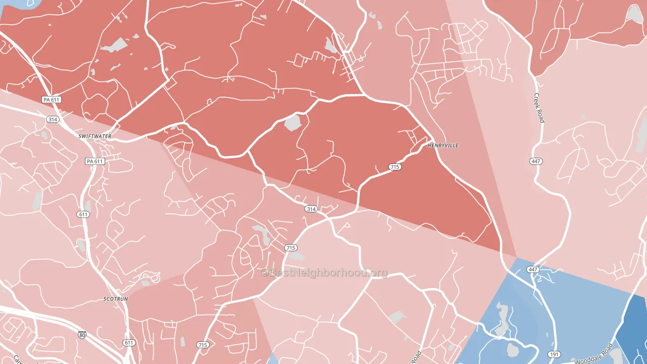 18332, PA block-group political-lean map